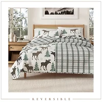 Linery Moose Trees Reversible Quilt Set