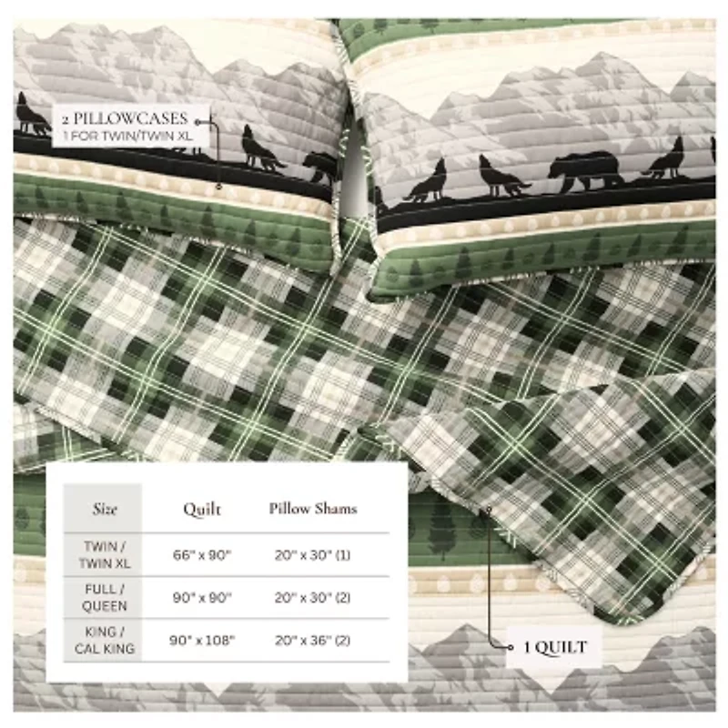 Linery Mountainscape Reversible Quilt Set