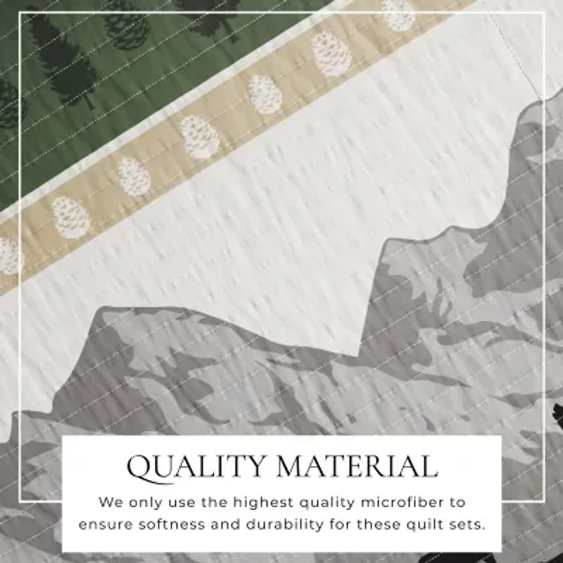 Linery Mountainscape Reversible Quilt Set