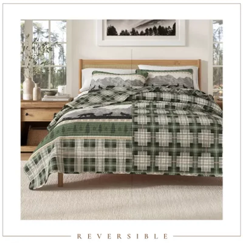Linery Mountainscape Reversible Quilt Set