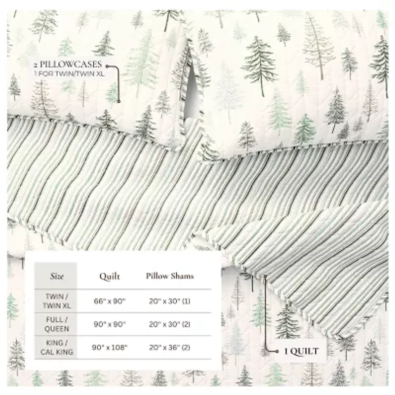 Linery Lodge Trees Reversible Quilt Set