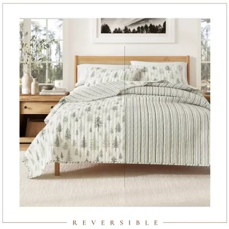 Linery Lodge Trees Reversible Quilt Set