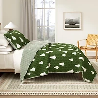 Linery Lodge Green Trees Reversible Quilt Set