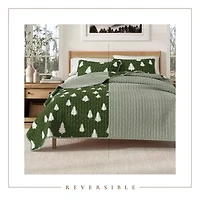Linery Lodge Green Trees Reversible Quilt Set