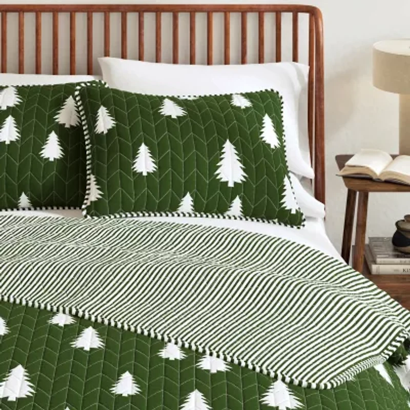 Linery Lodge Green Trees Reversible Quilt Set
