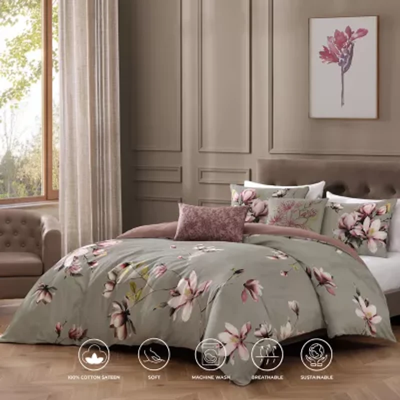 Bebejan Purple Lilies 5-pc. Midweight Reversible Comforter Set