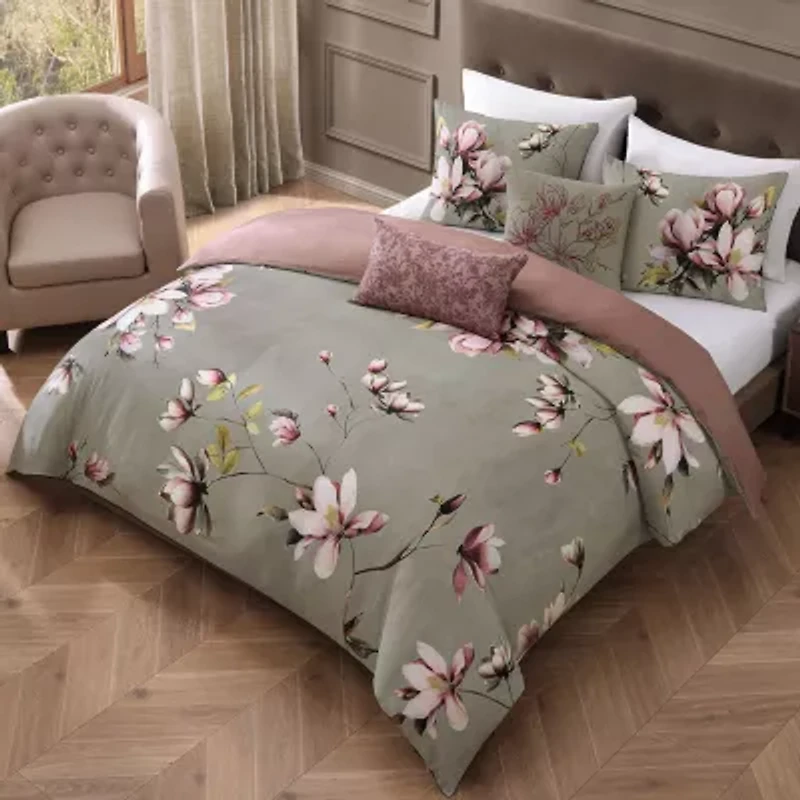 Bebejan Purple Lilies 5-pc. Midweight Reversible Comforter Set
