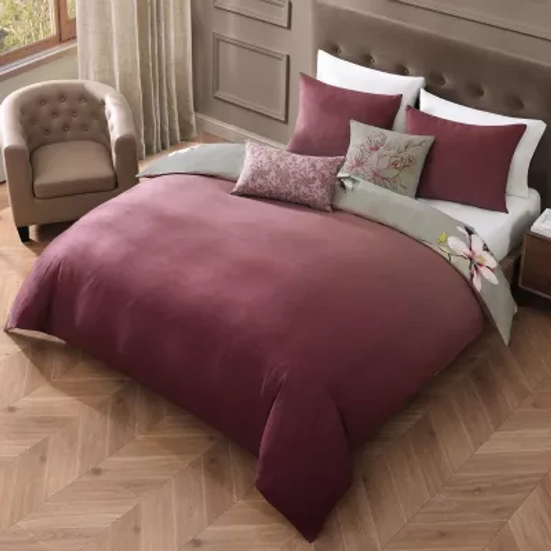 Bebejan Purple Lilies 5-pc. Midweight Reversible Comforter Set