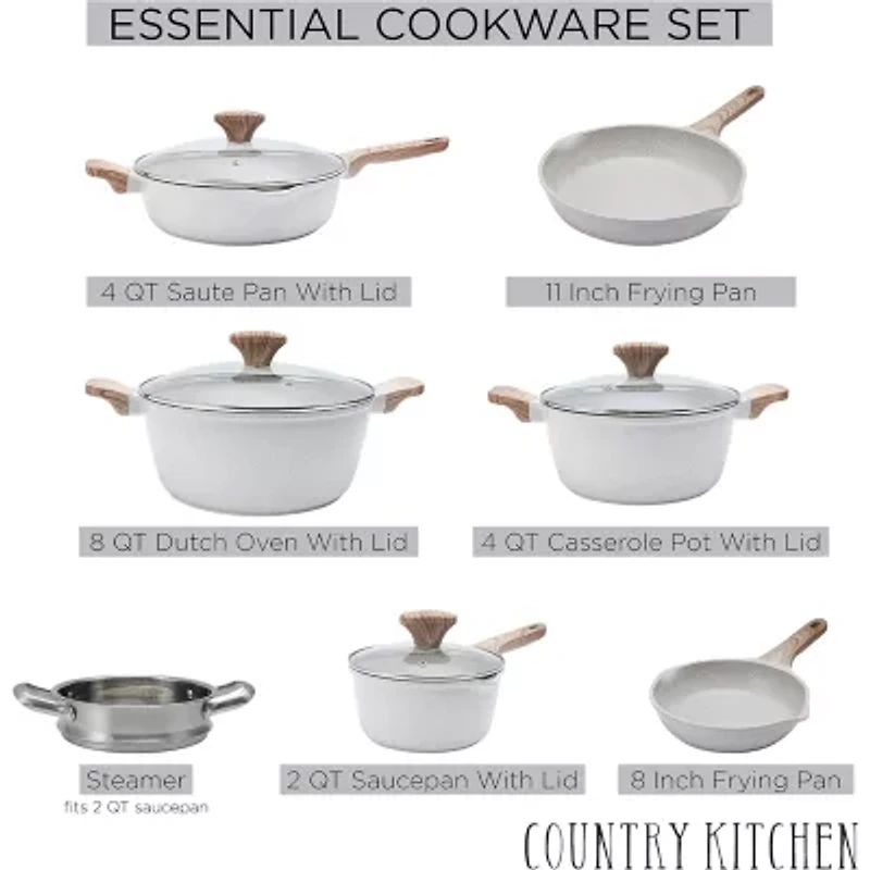 Country Kitchen 11-pc. Durable Non-Stick Cookware Set