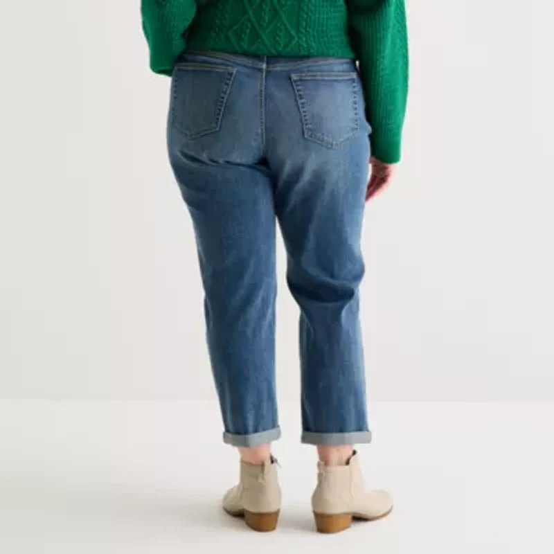 St. John's Bay Plus Womens Mid Rise Regular Fit Jean