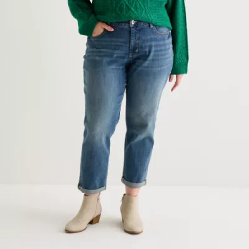St. John's Bay Plus Womens Mid Rise Regular Fit Jean