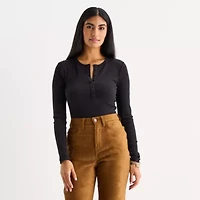 a.n.a Womens Long Sleeve Regular Fit Henley Shirt
