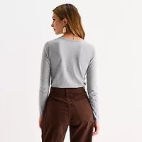 a.n.a Womens V Neck Long Sleeve T-Shirt