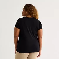 St. John's Bay Womens Plus V Neck Short Sleeve T-Shirt