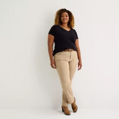 St. John's Bay Womens Plus V Neck Short Sleeve T-Shirt