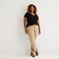 St. John's Bay Womens Plus V Neck Short Sleeve T-Shirt