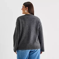 a.n.a Womens V Neck Long Sleeve Button Plus Cardigan