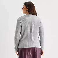 a.n.a Plus Womens Crew Neck Long Sleeve Pullover Sweater
