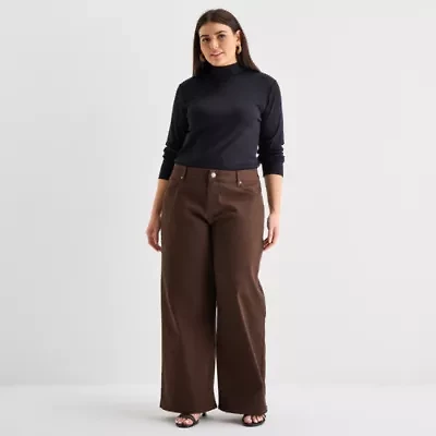 a.n.a Womens Mock Neck Long Sleeve Plus T-Shirt
