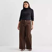 a.n.a Womens Mock Neck Long Sleeve Plus T-Shirt