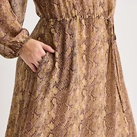 a.n.a Womens Long Sleeve Animal Maxi Dress Plus