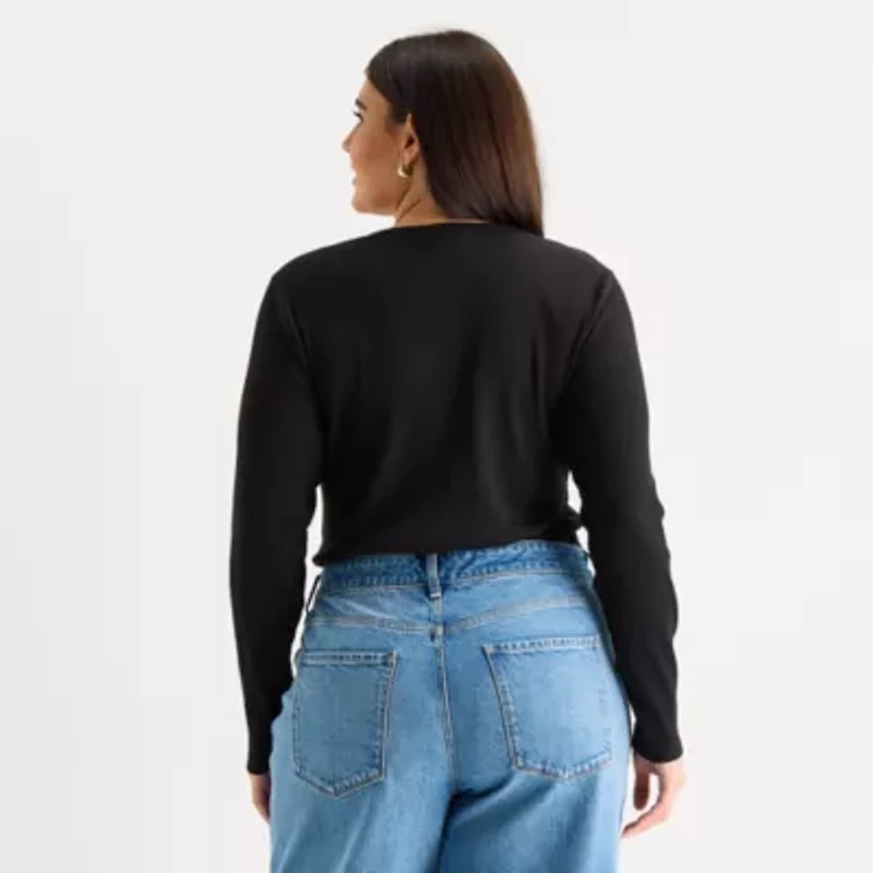 a.n.a Womens Long Sleeve Regular Fit Plus Henley Shirt