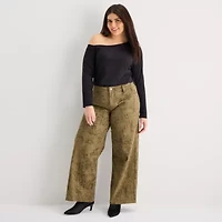 a.n.a Womens Asymmetrical Neck Long Sleeve Plus T-Shirt