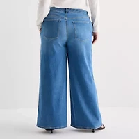 a.n.a Plus Womens Highest Rise Wide Leg Jean