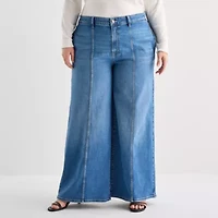 a.n.a Plus Womens Highest Rise Wide Leg Jean