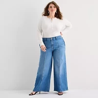a.n.a Plus Womens Highest Rise Wide Leg Jean
