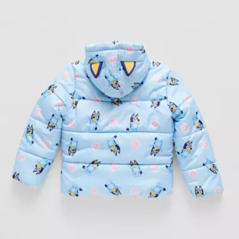 Little Girls Bluey Hooded Heavyweight Puffer Jacket