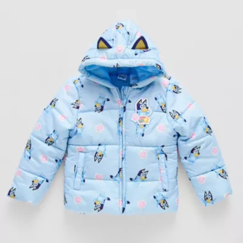 Little Girls Bluey Hooded Heavyweight Puffer Jacket