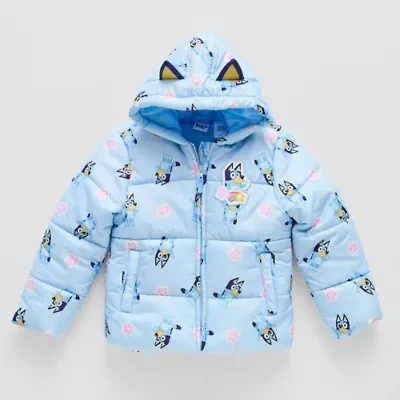 Little Girls Bluey Hooded Heavyweight Puffer Jacket