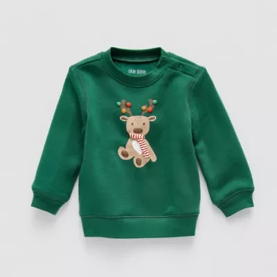 Okie Dokie Baby Boys Round Neck Fleece Long Sleeve Sweatshirt