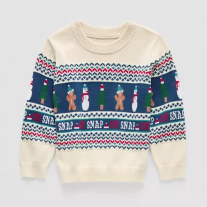 Okie Dokie Toddler & Little Boys Crew Neck Long Sleeve Pullover Sweater