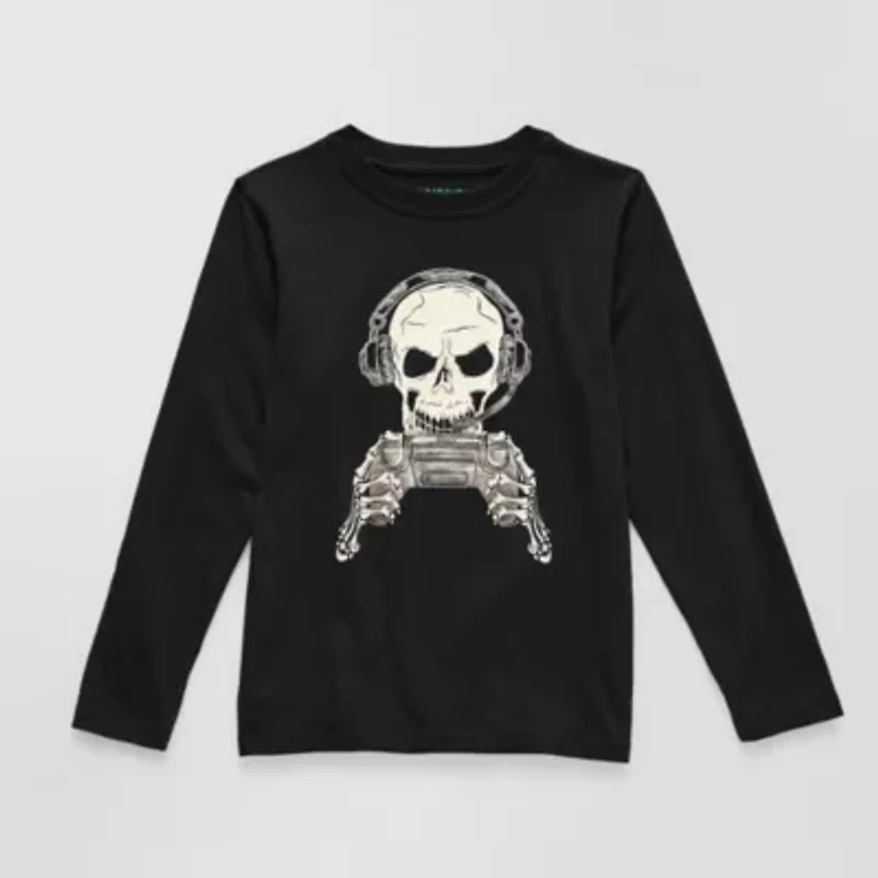 Thereabouts Little & Big Kid Boys Crew Neck Long Sleeve Regular Fit Graphic T-Shirt