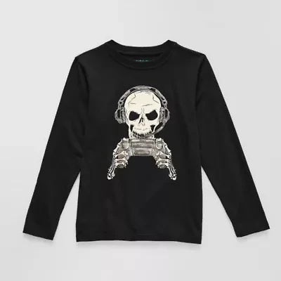 Thereabouts Little & Big Kid Boys Crew Neck Long Sleeve Regular Fit Graphic T-Shirt