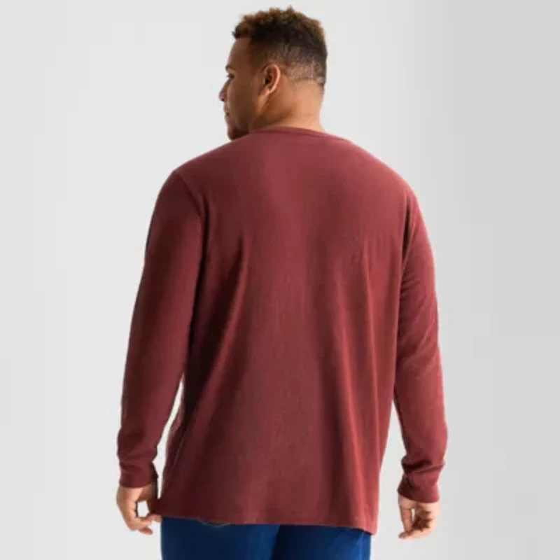 mutual weave Mens Long Sleeve Regular Fit Big and Tall Henley Shirt