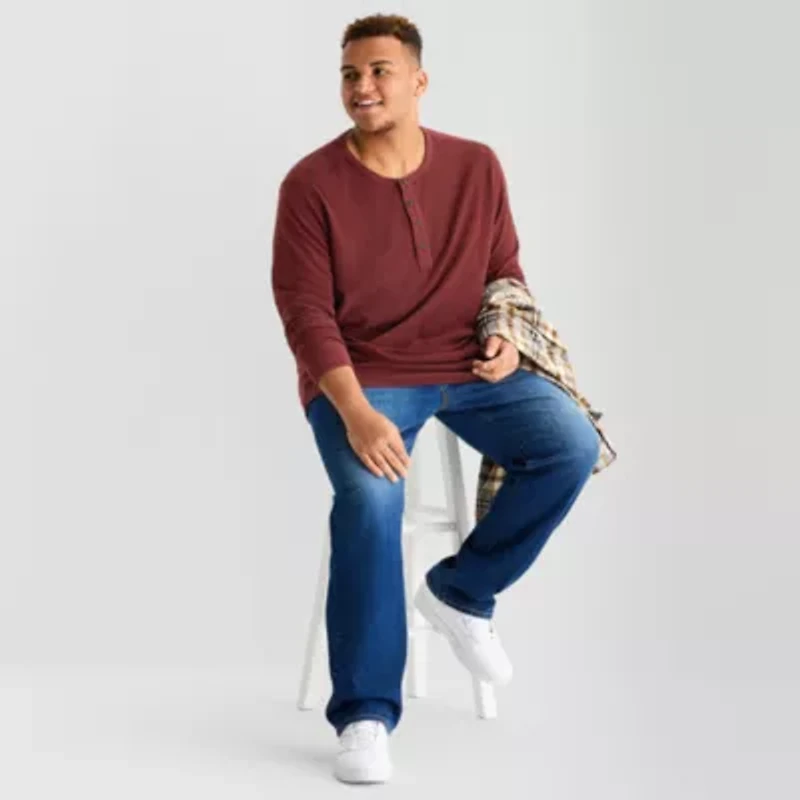 mutual weave Mens Long Sleeve Regular Fit Big and Tall Henley Shirt