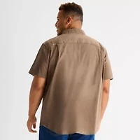 mutual weave Mens Short Sleeve Regular Fit Stretch Fabric Big and Tall Button-Down Shirt