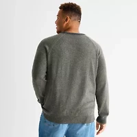 mutual weave Textured Big and Tall Mens Crew Neck Long Sleeve Pullover Sweater