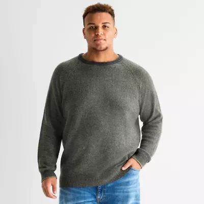 mutual weave Textured Big and Tall Mens Crew Neck Long Sleeve Pullover Sweater
