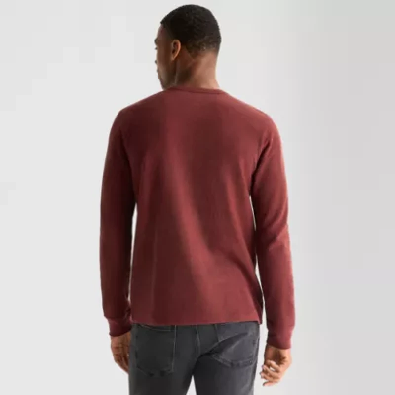mutual weave Mens Long Sleeve Regular Fit Henley Shirt
