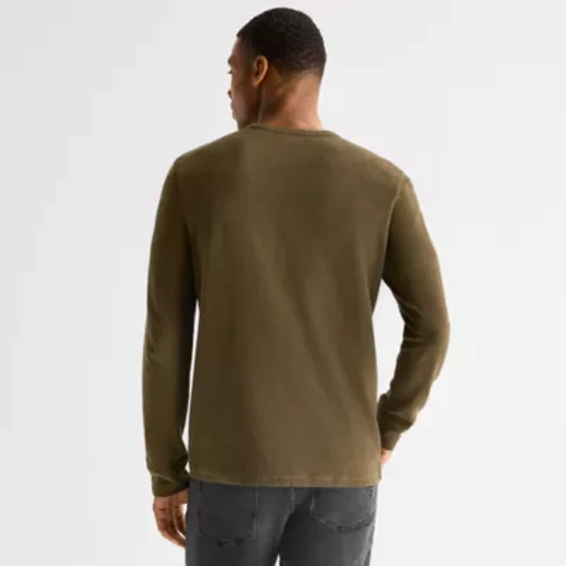 mutual weave Mens Long Sleeve Regular Fit Henley Shirt