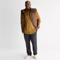 St. John's Bay Waffle Mens Easy-on + Easy-off Long Sleeve Adaptive Classic Fit Big and Tall Henley Shirt