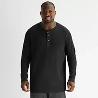 St. John's Bay Waffle Mens Easy-on + Easy-off Long Sleeve Adaptive Classic Fit Big and Tall Henley Shirt