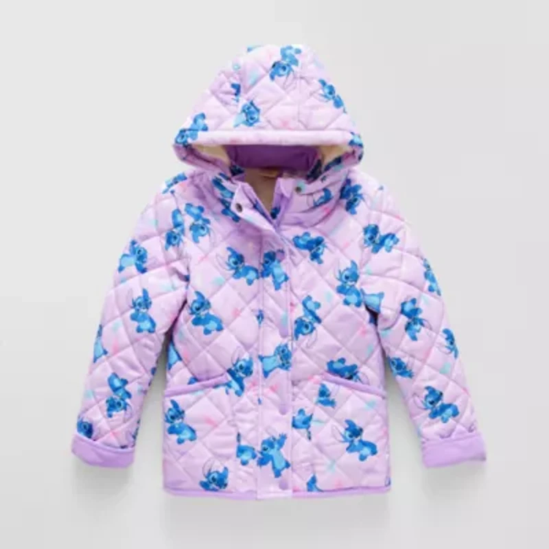 Disney Collection Little & Big Kid Girls Lilo Stitch Hooded Midweight Quilted Jacket