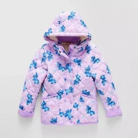 Disney Collection Little & Big Kid Girls Lilo Stitch Hooded Midweight Quilted Jacket