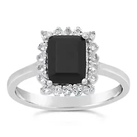 Womens Genuine Black Onyx Sterling Silver Cocktail Ring