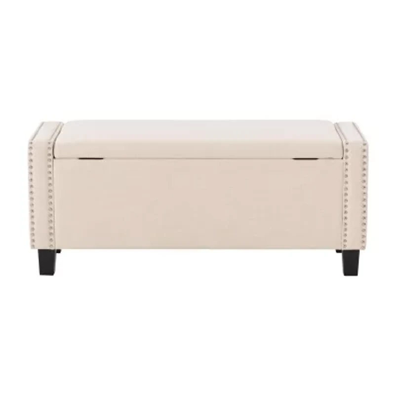 Corliving Boston Living Room Collection Storage Nailhead Trim Bench